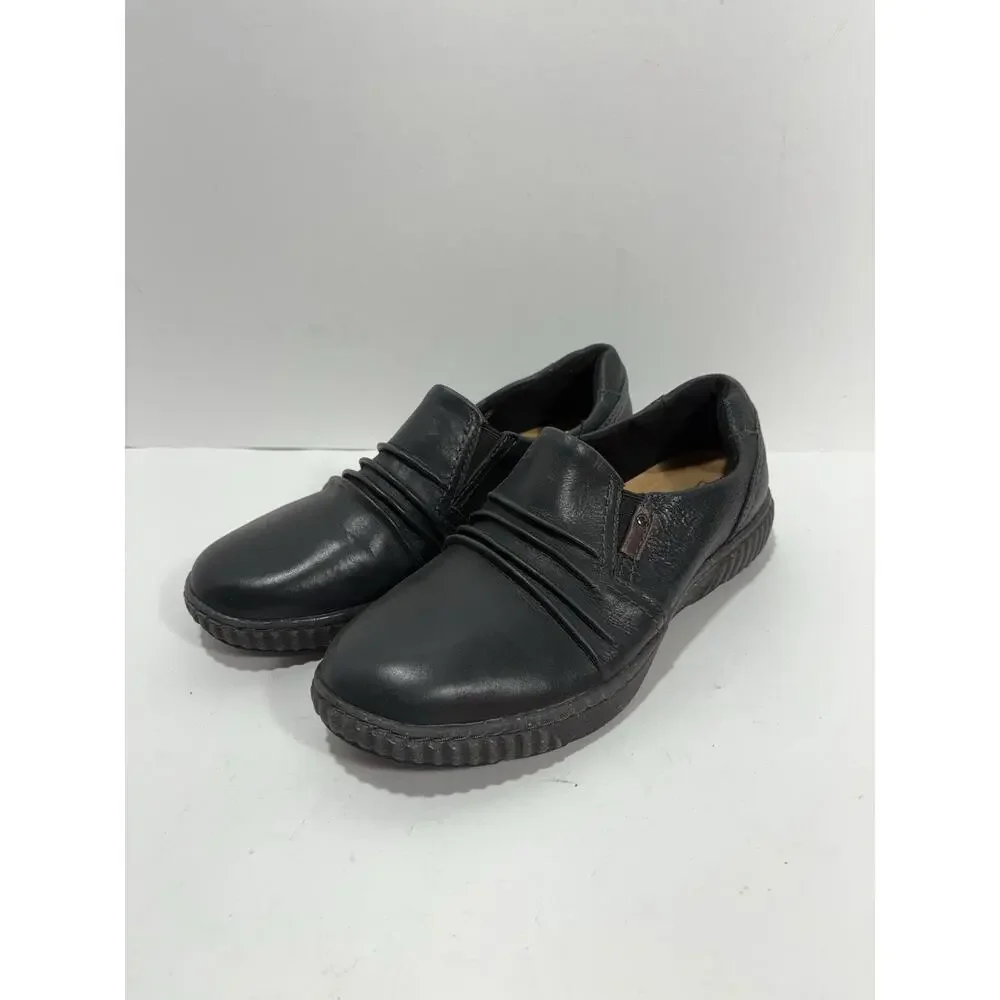 Clarks Women's 8.5 - Style Magnolia Faye. Black Leather Casual‎ Slip-On Shoes
